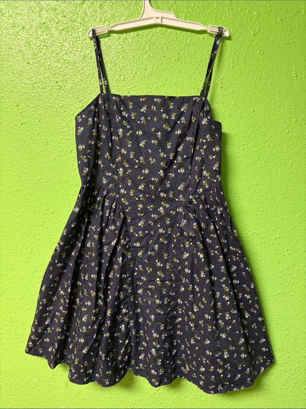 No Boundaries Navy Floral Sundress with Yellow and Light Blue Accents